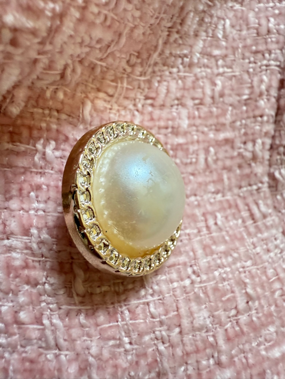 Women Size S Pearl Button Up Blazer Jacket Coat Baby Pink Pocketed